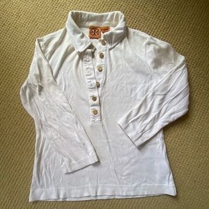 TORY BURCH WHITE COLLARED LONG SLEEVE